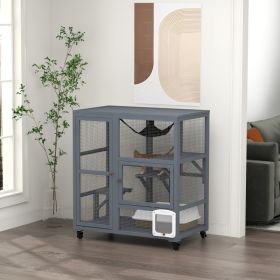 Cat House, Indoor Cat Enclosure on Wheels with Openable Top, 39"