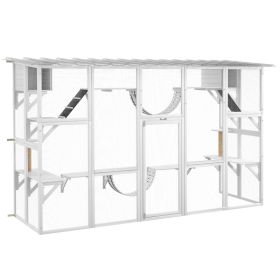 118" Large Outdoor Catio Cat Enclosure with Condos, Bridges & Posts, White