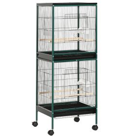 Large Bird Cage with 1.7 ft. Width for Wingspan, Bird Aviary Indoor with Multi-Door Design, Fit for a Canary, Finch, Conure, 55", Green