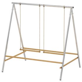 Chicken Perch for Coop, Chicken Roosting Bars with 2 Swings, Coop Accessories for Farm, Backyard, Silver
