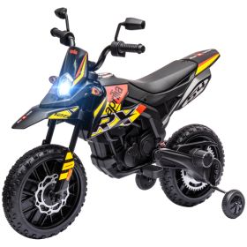 12V Aprilia Licenced Kids Motorcycle with Training Wheels, Spring Suspension, LED Light, USB, Music, Yellow
