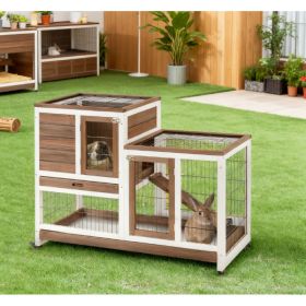 Wooden Rabbit Hutch Elevated Bunny Cage