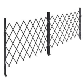 Double Folding Security Gate, Lockable Scissor Gate with 360° Swivel Casters, Outdoor Barricade Steel Retractable Gates, for Entry Security, Garage