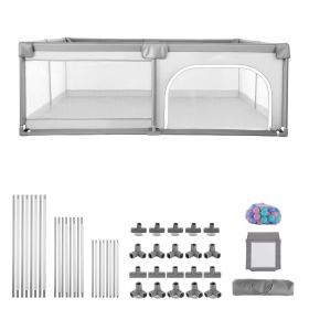 Baby Playpen, 78.7″ x 58.7″ Large Toddlers Playpen, Indoor/Outdoor Baby Fence Play Yard with 50 Ocean Balls, Zippered Door & Breathable Mesh