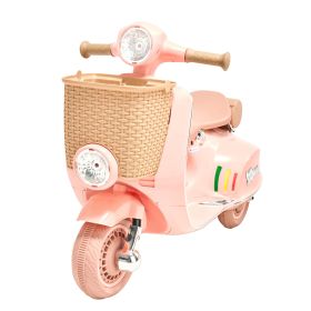 Kids Ride On Motorcycle, 12V Battery Powered Electric Motorcycle Trike with Speed Up to 2mph, Headlight, LED Light, Music, Bluetooth, Basket