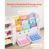 Kids Toy Storage with Bookshelf, 4-Tier Toy Storage Organizer with 10 Movable Plastic Bins, Kids Cubby Cabinet with Bookshelf for Study Room, Bedroom