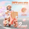 Kids Ride On Motorcycle, 12V Battery Powered Electric Motorcycle Trike with Speed Up to 2mph, Headlight, LED Light, Music, Bluetooth, Basket