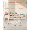Kids Toy Storage with Bookshelf, 4-Tier Toy Storage Organizer with 10 Movable Plastic Bins, Kids Cubby Cabinet with Bookshelf for Study Room, Bedroom