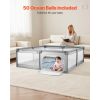 Baby Playpen, 78.7″ x 58.7″ Large Toddlers Playpen, Indoor/Outdoor Baby Fence Play Yard with 50 Ocean Balls, Zippered Door & Breathable Mesh
