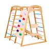Indoor Playground Jungle Gym, 7-in-1 Wooden Indoor Playground for Kids, 250LBS Montessori Climbing Toys Playset with Swing, Monkey Bar, Slide