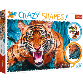 Jigsaw Puzzles - "600 Crazy Shapes" - Facing a tiger