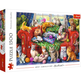Jigsaw Puzzles  -  "1500 - Kociaki na sofie" / INTERLITHO
