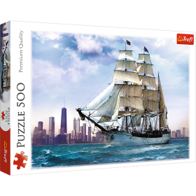 Jigsaw Puzzles - "500" - Sailing against Chicago / BE&W
