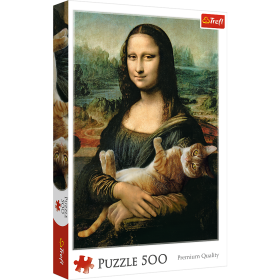 Jigsaw Puzzles - "500" - "Mona Lisa and purring kitty" / Bridgeman