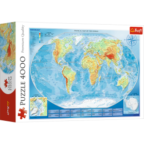 Jigsaw Puzzles - "4000" - Large physical map of the world / Meridian