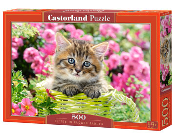 CASTORLAND 500 Piece Jigsaw Puzzles, Kitten in Flower Garden,  Cat puzzle, Kittie puzzle, Cute cat, Adult Puzzle, Castorland B-52974