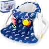 Baby Floor Seat Sit Me Up Chair - Ergonomic Infant Seat with 360° Safety Surround, Portable Foldable Chair with Music & Toys for 18+ Months - Blue
