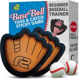 Toss and Catch Ball Game Set - Easy to Use Sticky Balls & Beginner Baseball Training Glove - Premium Toy Paddle Fits All Hand Sizes From Toddlers