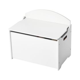 Kids Storage Bench, Wooden Toy Box Chest with Backrest, Large Storage Cabinet with Safety Hinge, Toddlers Storage Bench for Playroom