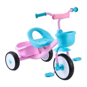 Toddler Tricycle for 2-5 Year Old, Kids Trike with Adjustable Seat, Storage Basket, Carbon Steel Frame, Handlebar Grips for Outdoor Play