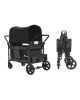 Wagon Stroller for 4 Kids, Push Pull Quad Collapsible Stroller with Adjustable Handle, Safety Harness & Removable Canopy
