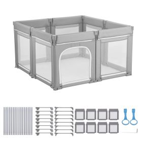 Baby Playpen, 47.2″ x 47.2″ Foldable Toddlers Playpen, Indoor/Outdoor Baby Fence Play Yard with Zippered Door & Soft Breathable Mesh