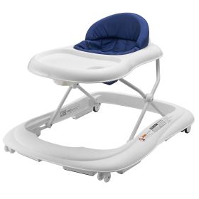Baby Walker, Foldable Baby Walkers with 3-Level Adjustable Height, Rolling Toddler Walker and Activity Center with Wheels & Feeding Tray