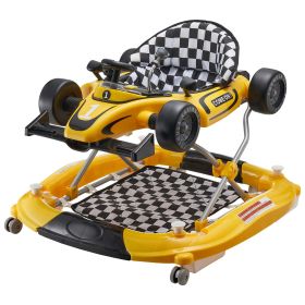 4-in-1 Baby Walker, Foldable Baby Activity Center on Wheels, Adjustable Height, Light, Steering Wheel