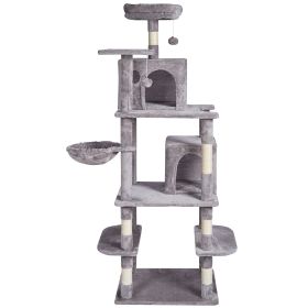 Cat Tree for Indoor Cats, 68.5" Cat Tower with 2 Cat Condos, Sisal Scratching Post, Hammock, Top Perch, Jumping Platforms