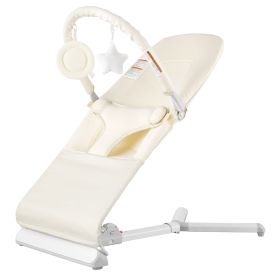 Baby Bouncer, Folding Bouncer Seat for Babies 0-9 Months, Newborn Bouncer Chair with 2 Reclining Angles & Rotatable Toy Bar