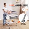 Baby Changing Table, Folding Diaper Changing Station with Lockable Wheels, Portable Changing Table 3-level Adjustable Heights
