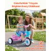 Toddler Tricycle for 2-5 Year Old, Kids Trike with Adjustable Seat, Storage Basket, Carbon Steel Frame, Handlebar Grips for Outdoor Play