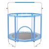 55" Kids Trampoline, 4.6FT Indoor Outdoor Trampoline, Mini Toddler Recreational Trampolinewith Safety Enclosure Net and Basketball Hoop