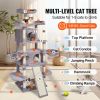 Cat Tree for Indoor Cats, 68.5" Cat Tower with 2 Cat Condos, Sisal Scratching Post, Hammocks, Top Perches, Jumping Platforms and Ramp