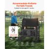 Wagon Stroller for 4 Kids, Push Pull Quad Collapsible Stroller with Adjustable Handle, Safety Harness & Removable Canopy