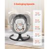 Baby Swing, 5-Speed Baby Rocker with 3 Seat Position, Portable Infant Swing for Newborn with PVC Touch Panel, Remote Control, Bluetooth