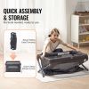 Baby Travel Crib and Play Yard, Folding Baby Playpen with Zipper Gate & Soft Mattress, Portable Toddler Crib with Breathable Mesh, Travel Bag