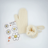 Beige Knitted Mittens with Twist-Pattern for Boys Girls