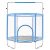 55" Kids Trampoline, 4.6FT Indoor Outdoor Trampoline, Mini Toddler Recreational Trampolinewith Safety Enclosure Net and Basketball Hoop