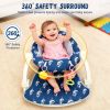 Baby Floor Seat Sit Me Up Chair - Ergonomic Infant Seat with 360° Safety Surround, Portable Foldable Chair with Music & Toys for 18+ Months - Blue