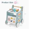 6-in-1 Wooden Baby Stroller with Play Kitchen-Blue
