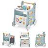 6-in-1 Wooden Baby Stroller with Play Kitchen-Blue