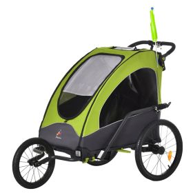 Bike Trailer for Kids 3 In1 Foldable Child Jogger Stroller Baby Stroller Transport Carrier with Shock Absorber System Rubber Tires Adjustable Handleba (Option: Green-1000x690x290 mm)