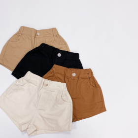 Baby Boy And Girl Solid Color Basic Denim Shorts With Pockets In Summer (Color: brown, size: 130 (7-8Y))