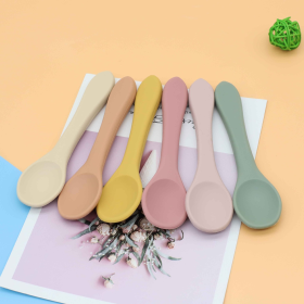 Baby Food Grade Complementary Food Training Silicone Spoon Fork Sets (Color: White, size: Average Size (0-8Y))