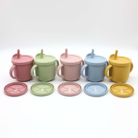 Baby Anti-Drop And Anti-Spill Binaural Learning Drinking Cup silicone (Color: green, size: Average Size (0-8Y))