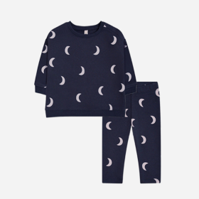 Baby 1pcs Print Pattern Tops Combo Trousers Underwear Cotton 2 Pieces Sets (Color: Navy blue, size: 80 (9-12M))