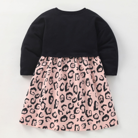 Baby Girl Cat Embroide Pattern Patchwork Design Dress (Color: Black, size: 90 (12-24M))