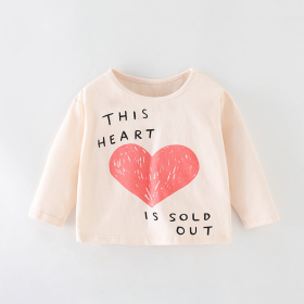 Baby Girl Heart Pattern Long Sleeve Kids Valentine Day Shirt (Color: pink, size: 140 (8-10Y))