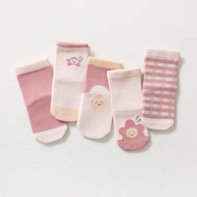 Spring Middle Tube Socks 1Lot=5pairs (Color: pink, size: S (0-1Y))